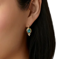 18K AQUAMARINE CLASSIC TEMPLE EARRINGS