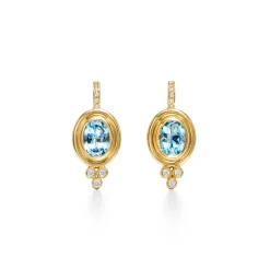 18K AQUAMARINE CLASSIC TEMPLE EARRINGS
