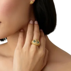 18K ATHENA OWL RING