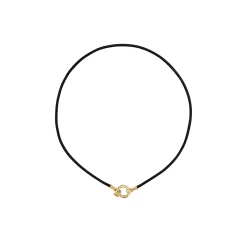 18K BLACK LEATHER CORD WITH OPEN BALE