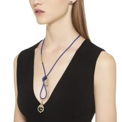 18K BLUE LEATHER CORD
