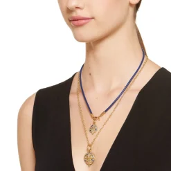 18K BLUE LEATHER CORD