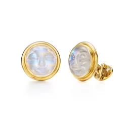 18K BLUE MOONSTONE MOONFACE CUFFLINKS