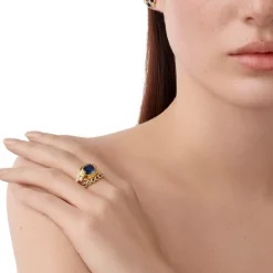 18K BLUE SAPPHIRE CLASSIC TEMPLE RING