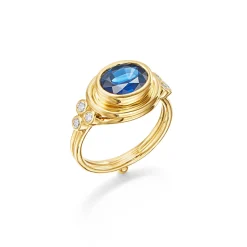 18K BLUE SAPPHIRE CLASSIC TEMPLE RING