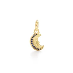 18K BLUE SAPPHIRE CRESCENT MOON PENDANT