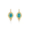 18K BLUE ZIRCON CLASSIC TEMPLE EARRINGS