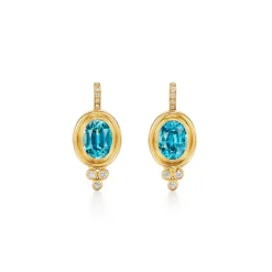 18K BLUE ZIRCON CLASSIC TEMPLE EARRINGS