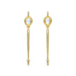 18K CLASSIC TEMPLE BATON EARRINGS