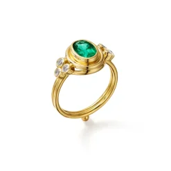 18K EMERALD CLASSIC TEMPLE RING