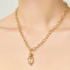 18K EXTRA SMALL ORIGINAL ROCK CRYSTAL AMULET