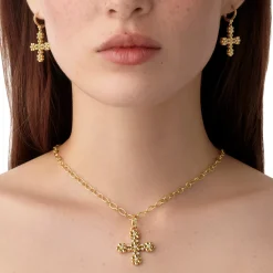 18K FIORI CROSS PENDANT