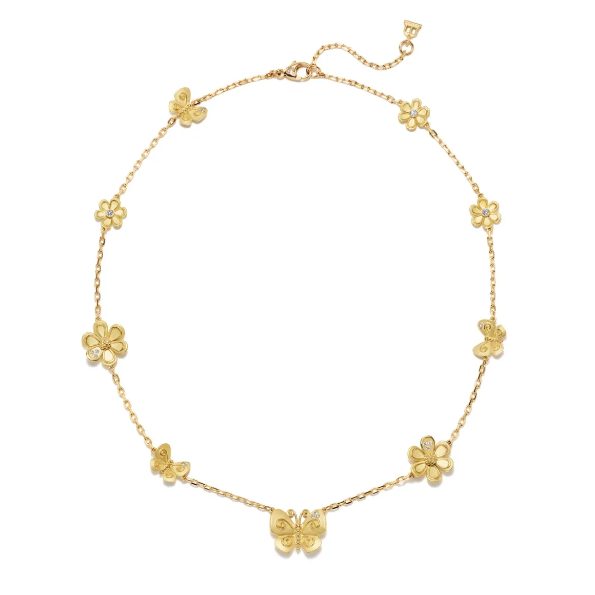 18K GOLDEN FLOWER BUTTERFLY NECKLACE