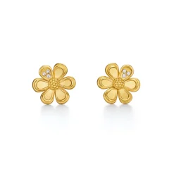 18K GOLDEN FLOWER POST EARRINGS