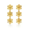 18K GOLDEN FLOWER TRIPLE DROP EARRINGS