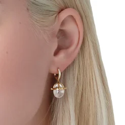 18K GRANULATED AMULET DROP EARRINGS