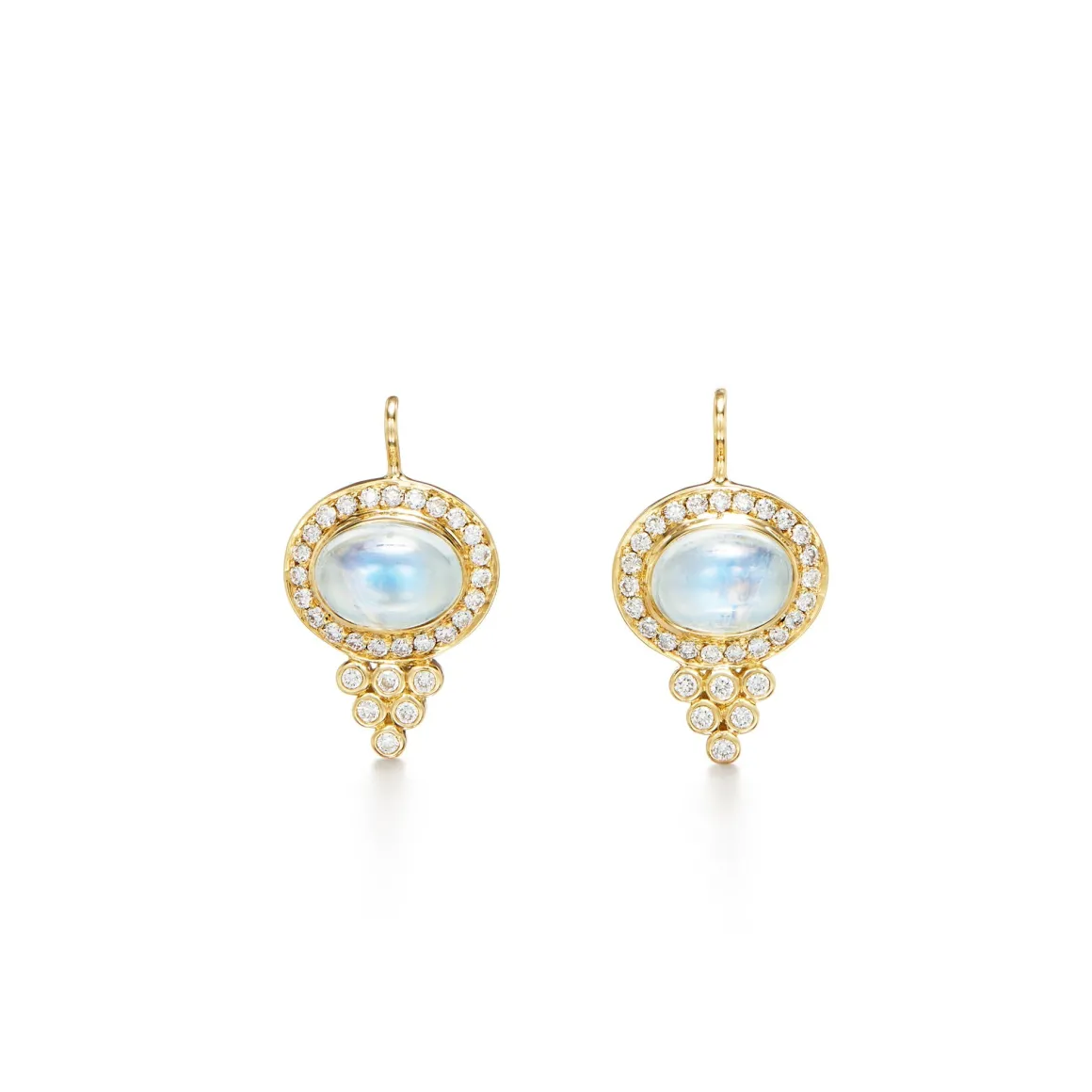 18K HALO PYRAMID EARRINGS