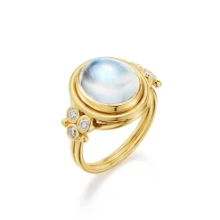 18K LARGE BLUE MOONSTONE TEMPLE RING