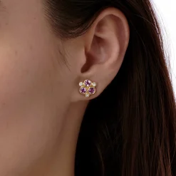18K PINK SAPPHIRE TRIO EARRINGS
