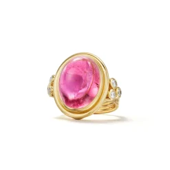 18K PINK TOURMALINE CLASSIC TEMPLE RING