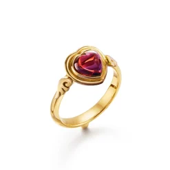 18K RHODOLITE WINGED HEART RING