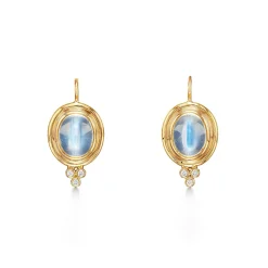 18K SMALL BLUE MOONSTONE CLASSIC TEMPLE EARRINGS