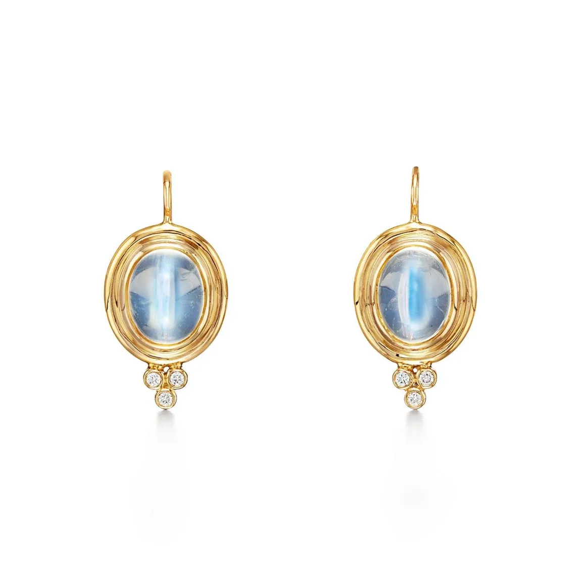 18K SMALL BLUE MOONSTONE CLASSIC TEMPLE EARRINGS