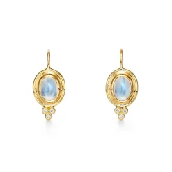 18K SMALL BLUE MOONSTONE CLASSIC TEMPLE EARRINGS
