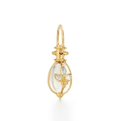 18K SMALL BLUE MOONSTONE GIGLIO AMULET