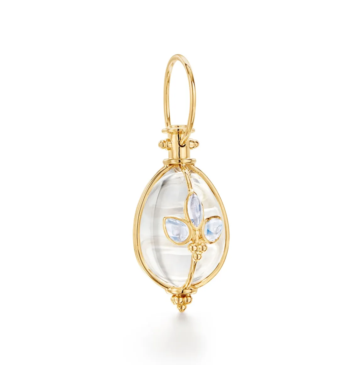 18K SMALL BLUE MOONSTONE GIGLIO AMULET