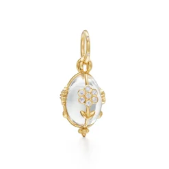 18K SMALL DIAMOND FIORI ROCK CRYSTAL AMULET
