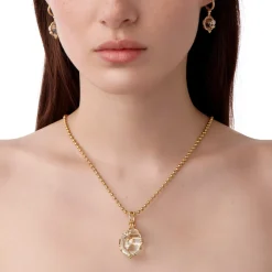 18K SMALL DIAMOND FIORI ROCK CRYSTAL AMULET
