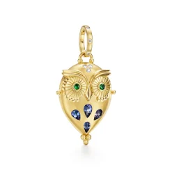 18K TANZANITE NIGHT OWL LOCKET