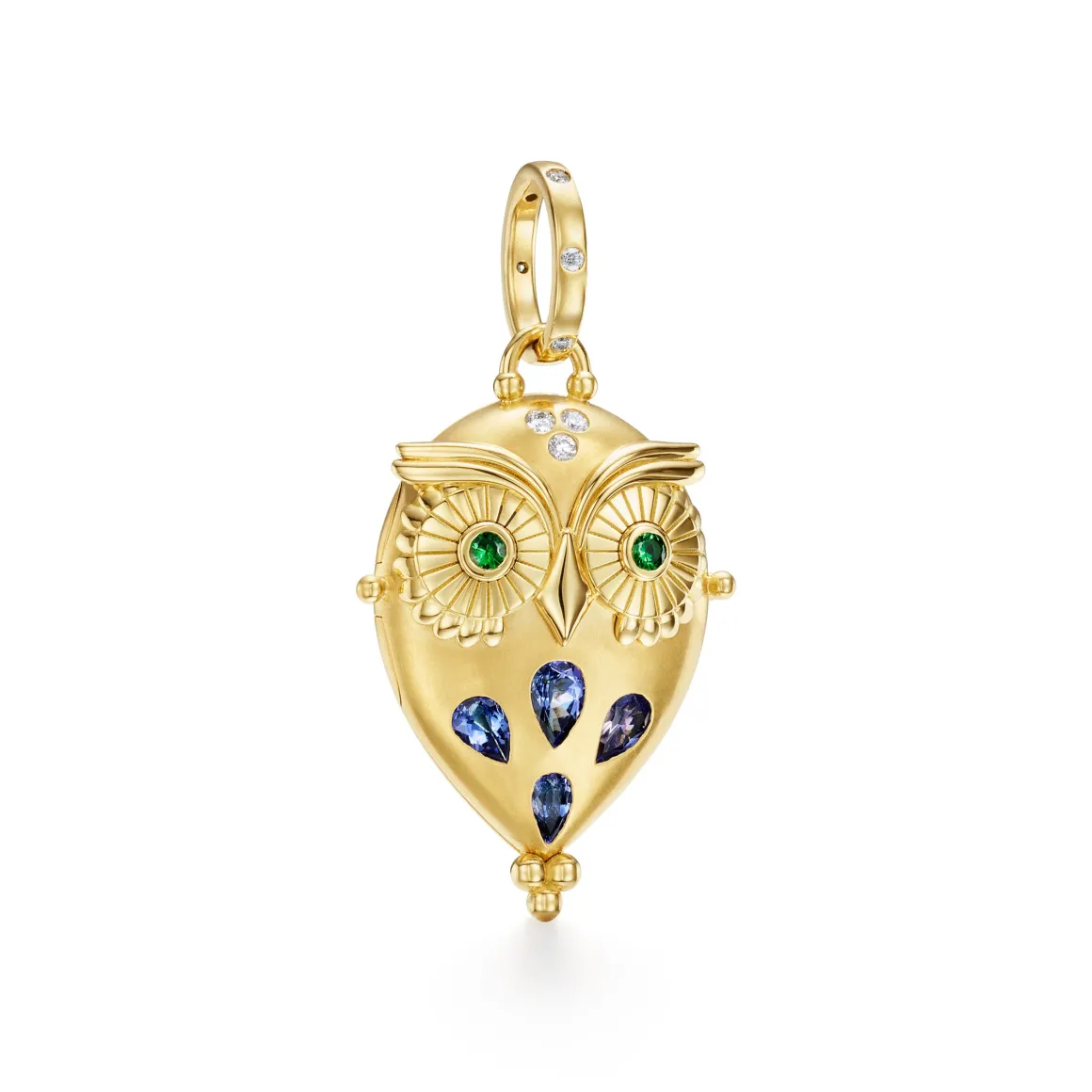 18K TANZANITE NIGHT OWL LOCKET