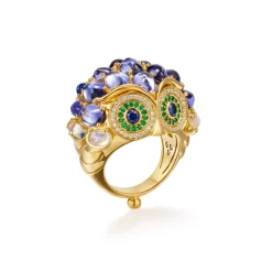 18K TANZANITE TEMPLE OWL RING