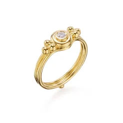 18K TEMPLE DIAMOND RING, 0.10CT
