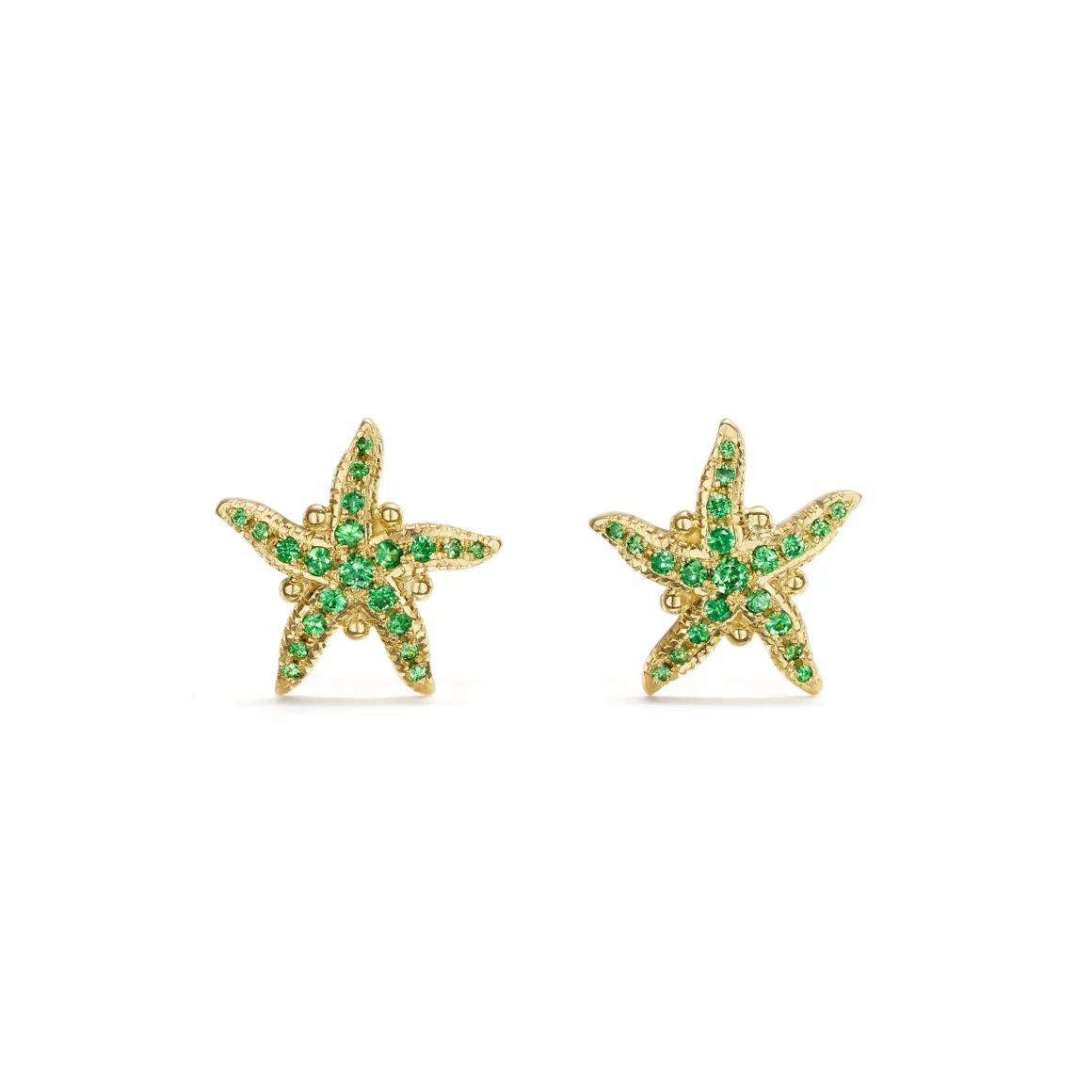 18K TSAVORITE SEA STAR EARRINGS